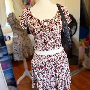 Floral Crop Top and Skirt Set
